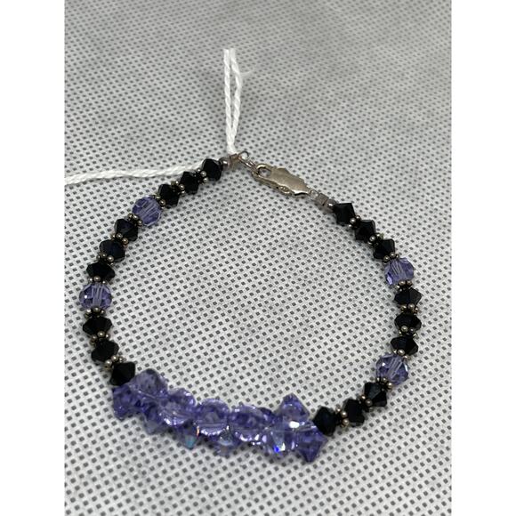 Alexandrite & Jet Black Candy - Handcrafted Austrian Crystal Beads Bracelet - Picture 4 of 5